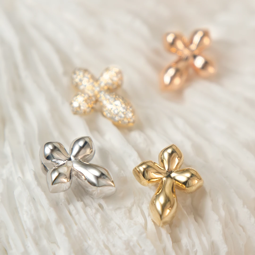 Bubble cross gold pendant